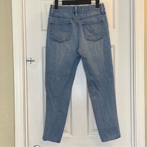 Empyre Eileen Mom Jeans Checkerboard Side Stripe Busted Knees Cropped Size 1 - Picture 9 of 9